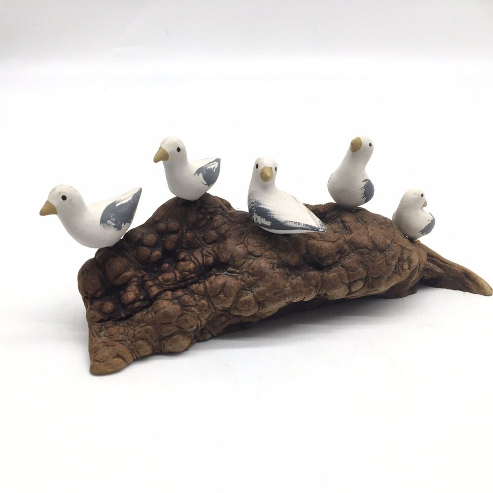 Cardee West Seagull  Oregon Hand Painted Shorebird on Burl Driftwood Vtg 1970s